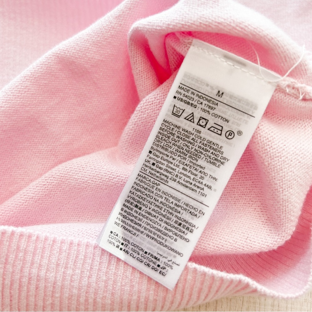 Pastel pink cotton crewneck cardigan - Picture 5 of 7